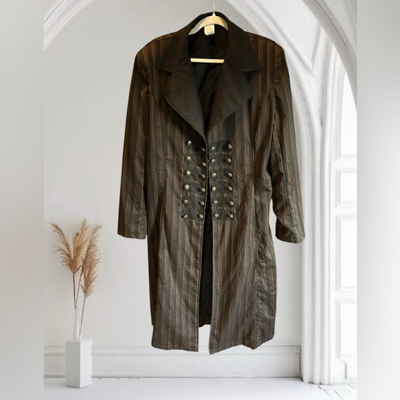 NWT‎ SPIRIT Halloween Steampunk Trench coat Wool Cotton Blend Cosplay Costume L - Picture 5 of 13